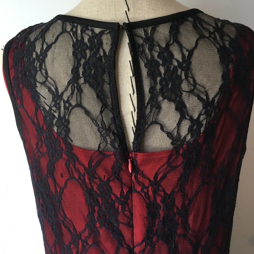 Blu Sage Red & Black Lace Dress Size 16 - Picture 4 of 5